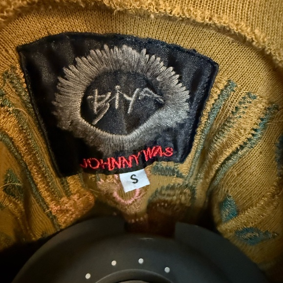 Johnny Was Biya S Heavily Embroidered Mustard Long Floral Knit Hoodie Cotton Mix - Picture 10 of 13